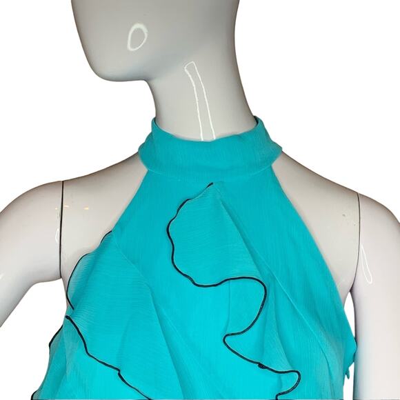 IZ Byer Women Ruffles Blouse Sleeveless Hidden Side Zipper Full Lining S… - Picture 2 of 12